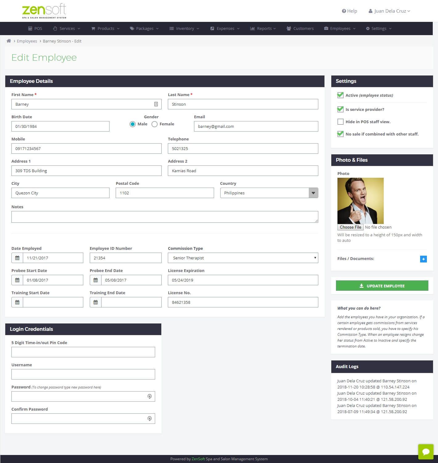 Employee details