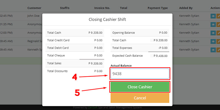 Closing Cash Register (2 of 3)