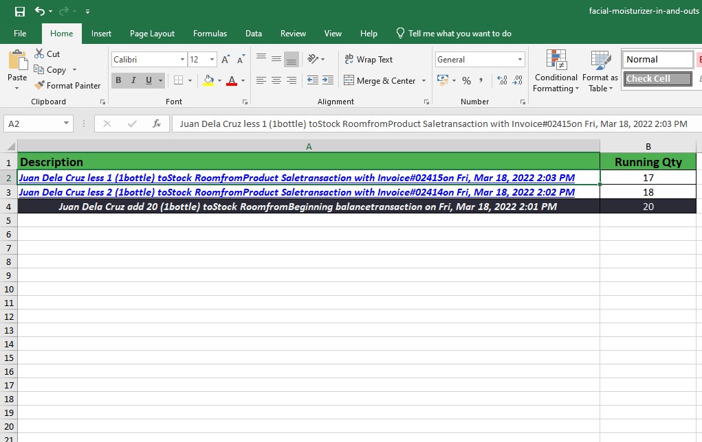 Export Productlogs
