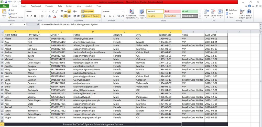 Customer Tag In Excel Image 1